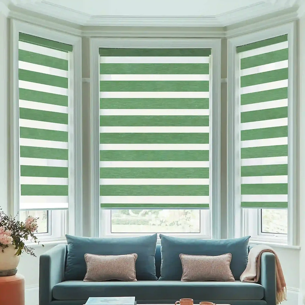 Transform your office space with elegant dual-shade zebra blinds.