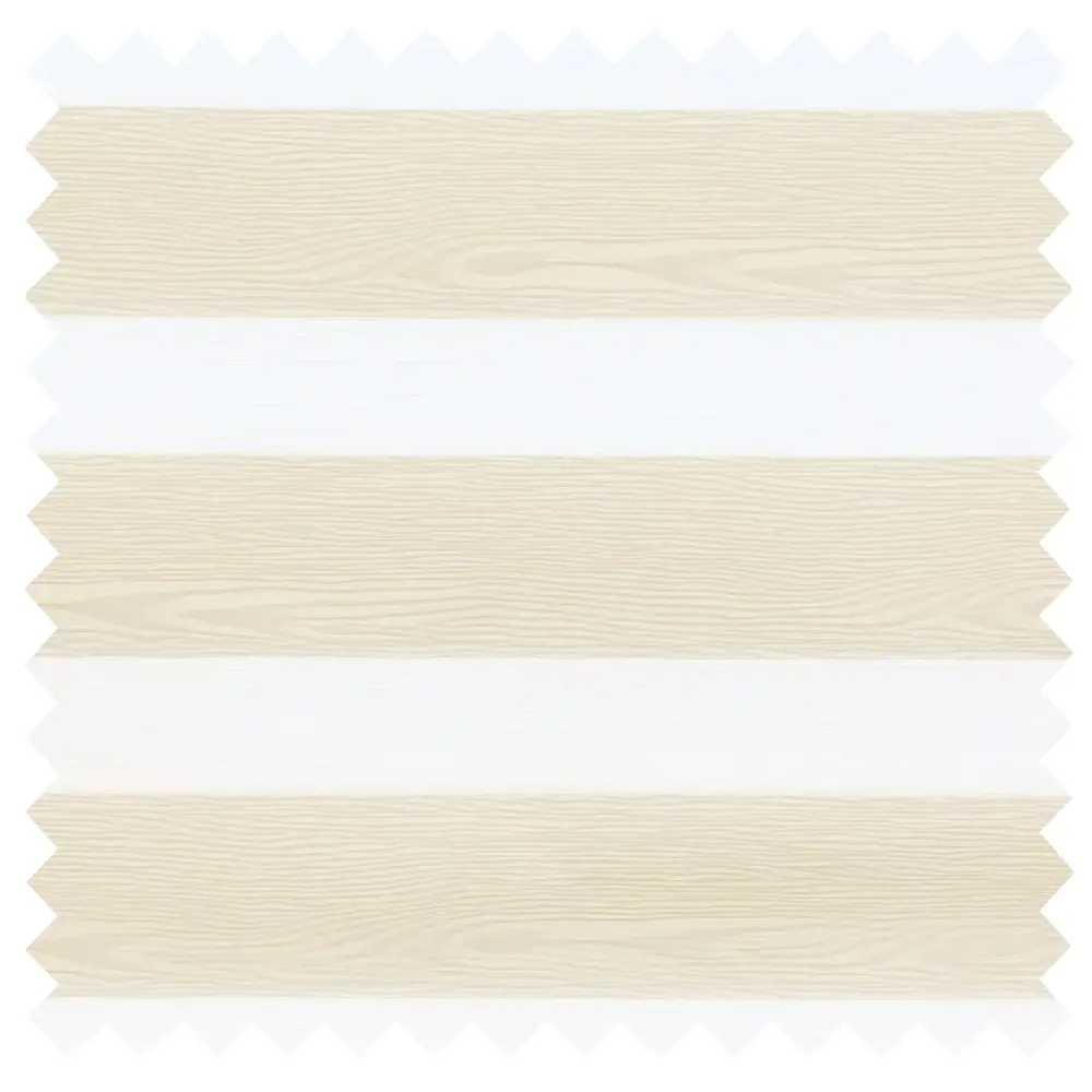 Made to measure Vision Cream Day and Night Blinds featuring premium wood-look fabric, elegant sheer voile bands and contemporary light control.