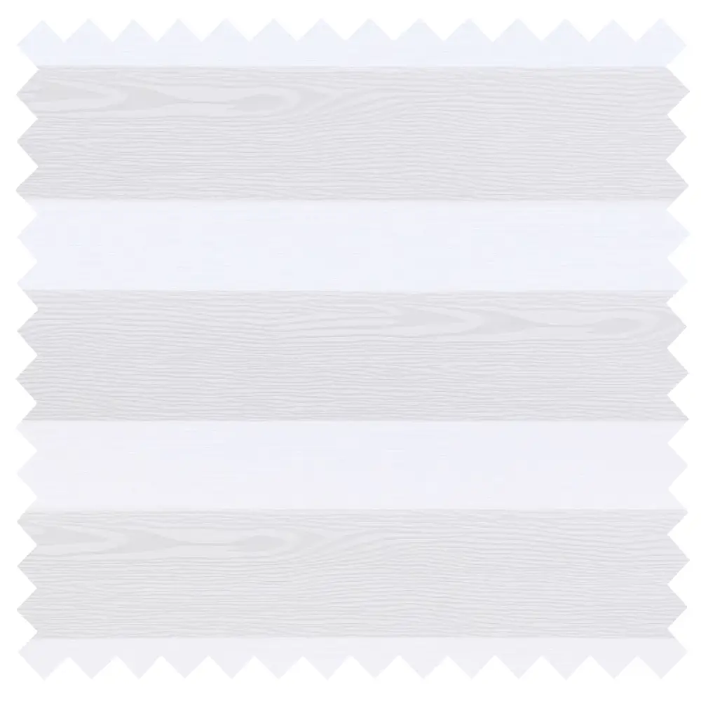 Made to measure Vision White Day and Night Blinds featuring premium wood-look fabric, elegant sheer voile bands and contemporary light control.