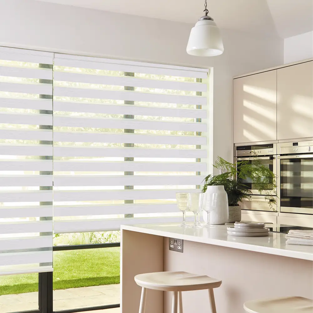 Vision White Day and Night Window Blinds providing adjustable privacy and light control.