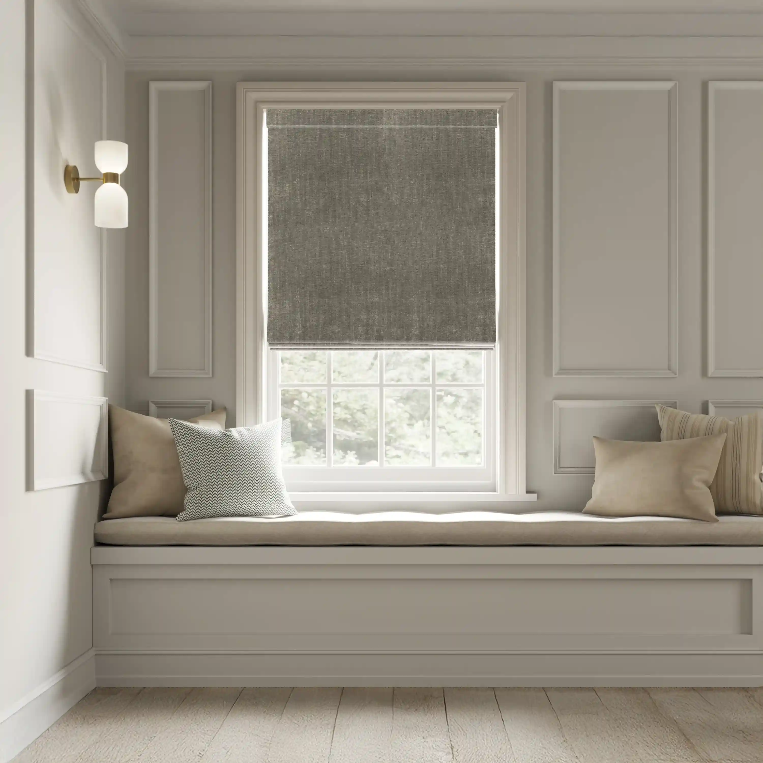 Roman Blinds for Bathrooms in Leeds (West Yorkshire)—Select moisture-resistant Roman blinds that are perfect for bathroom windows and offer privacy.